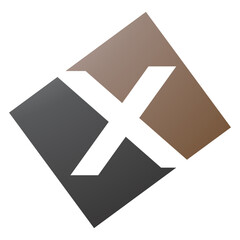Brown and Black Rectangle Shaped Letter X Icon