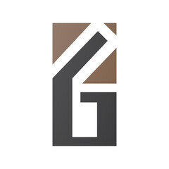 Brown and Black Rectangular Letter G or Number 6 Icon