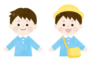 幼稚園児と制服を着た子供