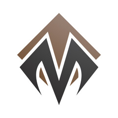 Brown and Black Square Diamond Shaped Letter M Icon