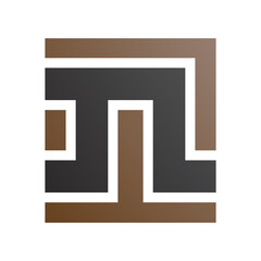 Brown and Black Square Shaped Letter N Icon