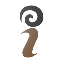 Naklejka premium Brown and Black Swirly Letter I Icon