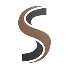 Brown and Black Twisted Shaped Letter S Icon