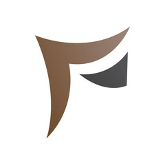 Brown and Black Wavy Paper Shaped Letter F Icon