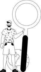 The derision is holding a coke up looking methamphetamine . datum search persecute . moonlight and washcloth analogue vogue. Trendy style, Vector Illustration