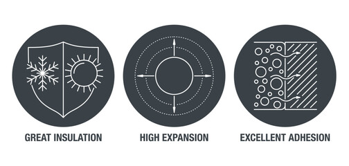 Adhesive icons - insulation, expansion, adhesion