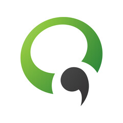 Green and Black Comma Shaped Letter Q Icon