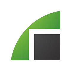 Green and Black Geometrical Letter R Icon