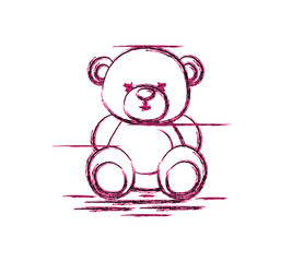 Cute cartoon teddy bear illustration, charcoal design toy bear, vector illustration for fashion, poster, card, stricker designs