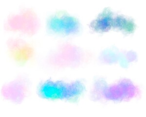 Set of gentle aquarium clouds on a white background of light airiness