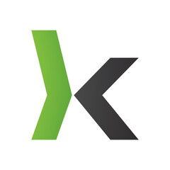 Green and Black Lowercase Arrow Shaped Letter K Icon