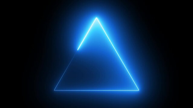 Triangle shape animate with blue neon effect, simple animation footage