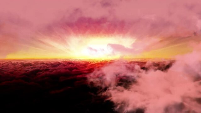 Red Pink Blue sky white clouds. Puffy white clouds. Cumulus cloud cloudscape timelapse. Summer sky time lapse. Nature weather blue sky. Clouds background. Cloud time lapse fluffy clouds moving softly