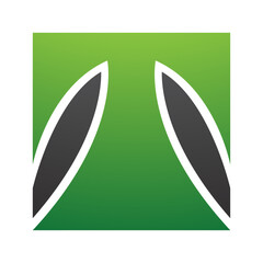 Green and Black Square Shaped Letter T Icon