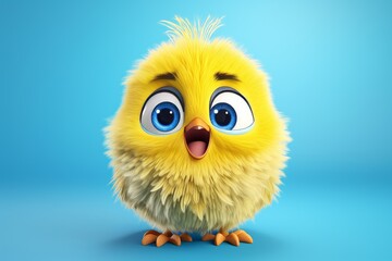 Fototapeta premium Little cute happy bird in cartoon style. Beautiful illustration picture. Generative AI