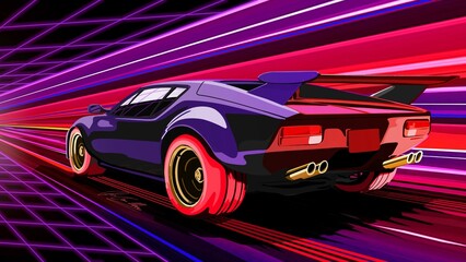 Obraz premium a neon car racing generated Ai