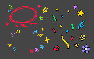 Decoration, Graffiti, doodle, scribble, Firecracker, Emphasis, Stars, flowers SET1