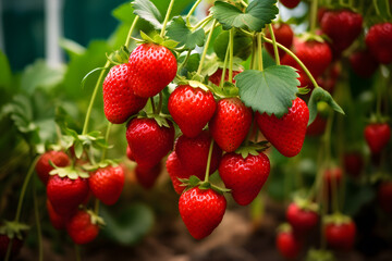 Juicy Organic Ripe Strawberries - Generative AI