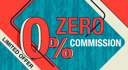 Zero commission - banner in vintage style