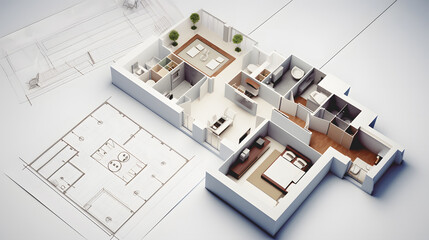 Un plan 3D d'une maison avant sa construction.