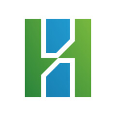 Green and Blue Letter H Icon with Vertical Rectangles