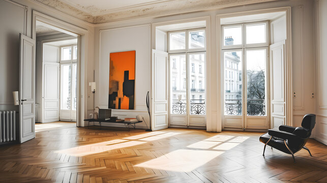 L'int&eacute;rieur d'un appartement Haussmannien &agrave; Paris.