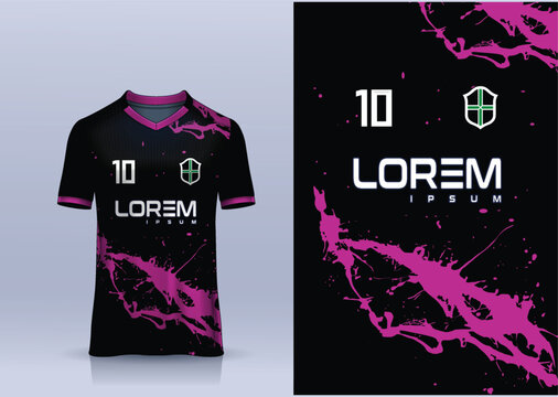 black pink colour Sports jersey and t-shirt template sports jersey design vector mockup. Sports design for cricket jersey racing, gaming jersey. Vector