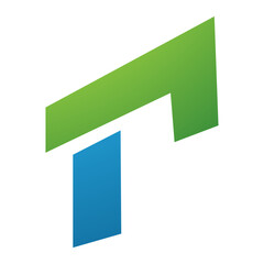 Green and Blue Rectangular Letter R Icon