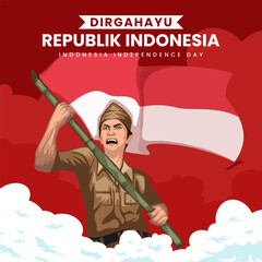 Indonesian independence day with heroes illustration