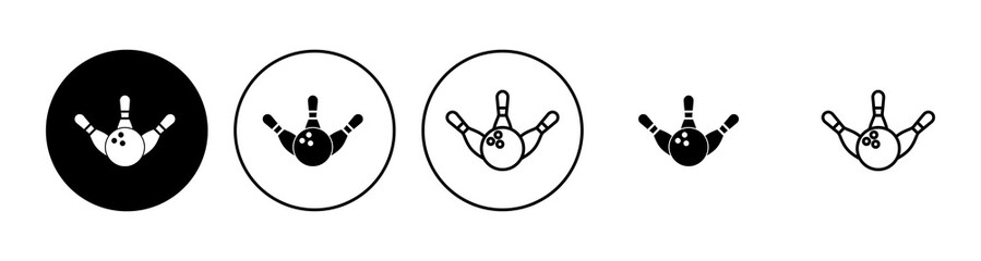 Bowling icon set. bowling ball and pin icon. bowling pins