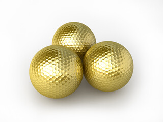 3d render Golfball gold (clipping path)