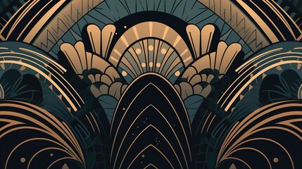 Abstract background with detailed 1950s art deco style, vintage design © Irfanan