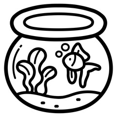 fish bowl line icon style