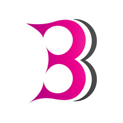 Magenta and Black Curvy Letter B Icon Resembling Number 3