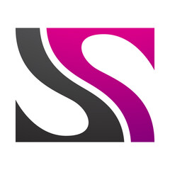 Magenta and Black Fish Fin Shaped Letter S Icon