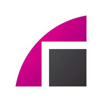 Magenta and Black Geometrical Letter R Icon