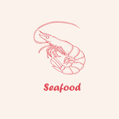 Seafood, shrimp, logo, doodle, line art,  shrimps ,seafood illustration , crustacean , shrimp, crustaceans, seafood , crawfish, watercolor, food illustrations