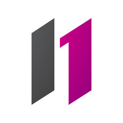 Magenta and Black Letter N Icon with Parallelograms