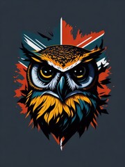 Obraz premium Illustration of an owl wearing a British flag as a hat
