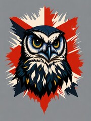 Illustration of an owl wearing a British flag as a hat