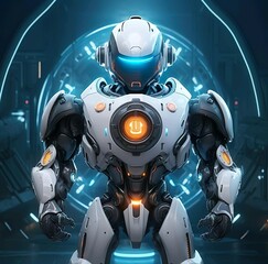 Fototapeta premium A robot illustration fantasy with a symbol in the middle of it