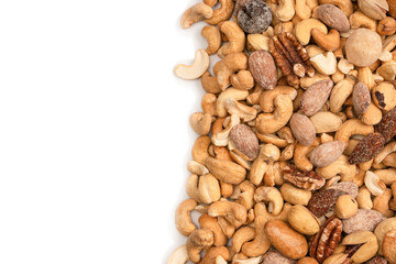 A group of almonds, pistachios, walnuts, macadamia, cashews.