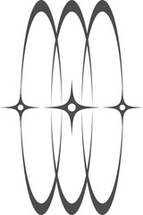 Aesthetic orbit with stars. Minimal shape in lines with sparkles. Abstract modern geometric boho element. Y2k