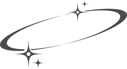 Aesthetic orbit with stars. Minimal shape in lines with sparkles. Abstract modern geometric boho element. Y2k © Chorna_L