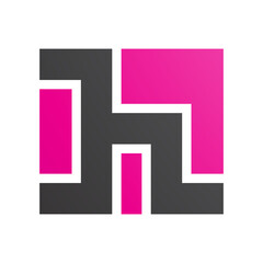 Magenta and Black Square Shaped Letter H Icon
