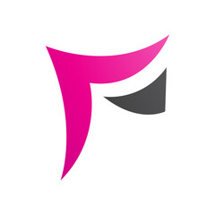 Magenta and Black Wavy Paper Shaped Letter F Icon