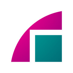 Magenta and Green Geometrical Letter R Icon