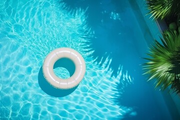 Top view of pink pool ring float. Beautiful illustration picture. Generative AI