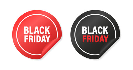 Black Friday Sale. Round sticker with offer message. Special offer price sign. Advertising Discounts symbol. Circle sticker mockup banner. Black friday badge shape. Vector illustration