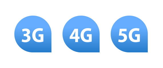 3G, 4G, 5G sign. Wireless connection. Symbols mobile internet network. Connection Internet signal sign. Visualization signal quality. Vector on isolated white background. Vector illustration